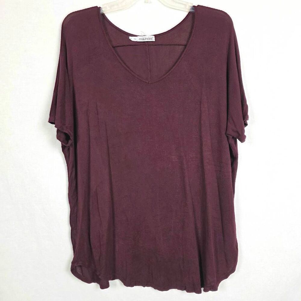 Maurices Womens Oversized Tunic Top Burgundy 1x Plus